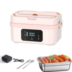 Cordless Heated Lunch Box, 30,000mAh Rechargeable Electric Lunch Box with Automatic Heatings Timer & Adjustable Heating, 5.7 Cup Portable Food Heater Warmer Office Car Outdoor (Green)