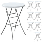 32" Round Folding Table, HDPE Top & Metal Frame, 2 Pack, White