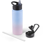 32 oz Insulated Water Bottle Bulk 8 Pack, Stainless Steel Sports Water Bottles with Straw Lid & Wide Mouth Lids, Double Walled Vacuum, Leak Proof, White
