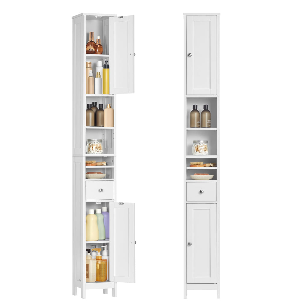 VASAGLE Tall Storage Cabinet with Lights, Slim, 11.8" W, Cloud White