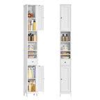 VASAGLE Tall Storage Cabinet with Lights, Slim, 11.8" W, Cloud White
