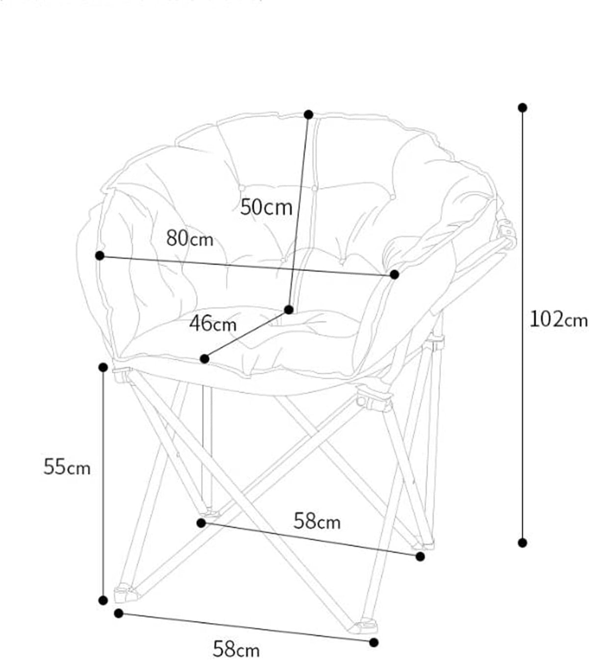 Lounge Chair, Fabric Stool Chair Lazy Couch Chair Lounge Chair Moon Chair Folding Chair Lunch Break Chair 65x65x93cm(Green)