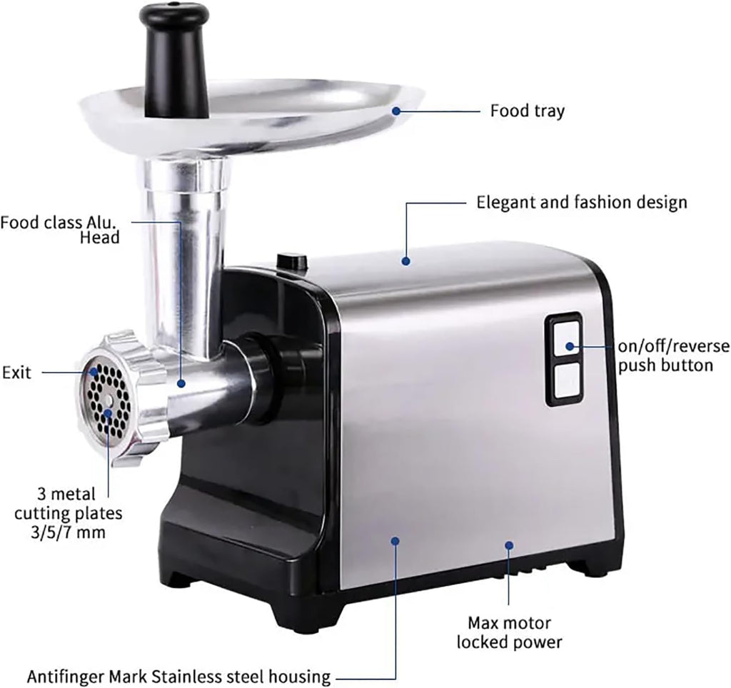 Portable Meat Mincer, 350WElectric Meat Grinder with Aluminum Alloy Tray, 3 Different Hole Diameter Cutting Boards and Removable Parts, Time & Effort Saving and Easy to Clean, for Home, Kitchen