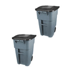 Rubbermaid Commercial Products Brute Rollout Trash Can, Gray, 65-Gallon