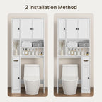 Ahomly Over The Toilet Storage Cabinet, with Five Doors, White