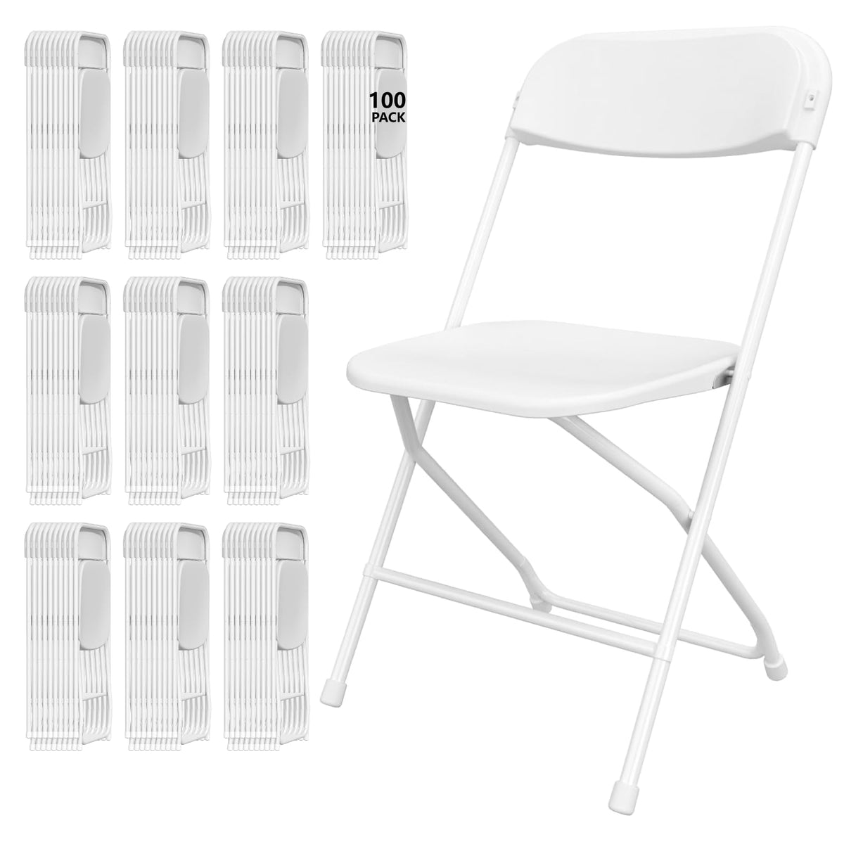 10 Pack White Folding Chairs for School Events Wedding Party Picnic