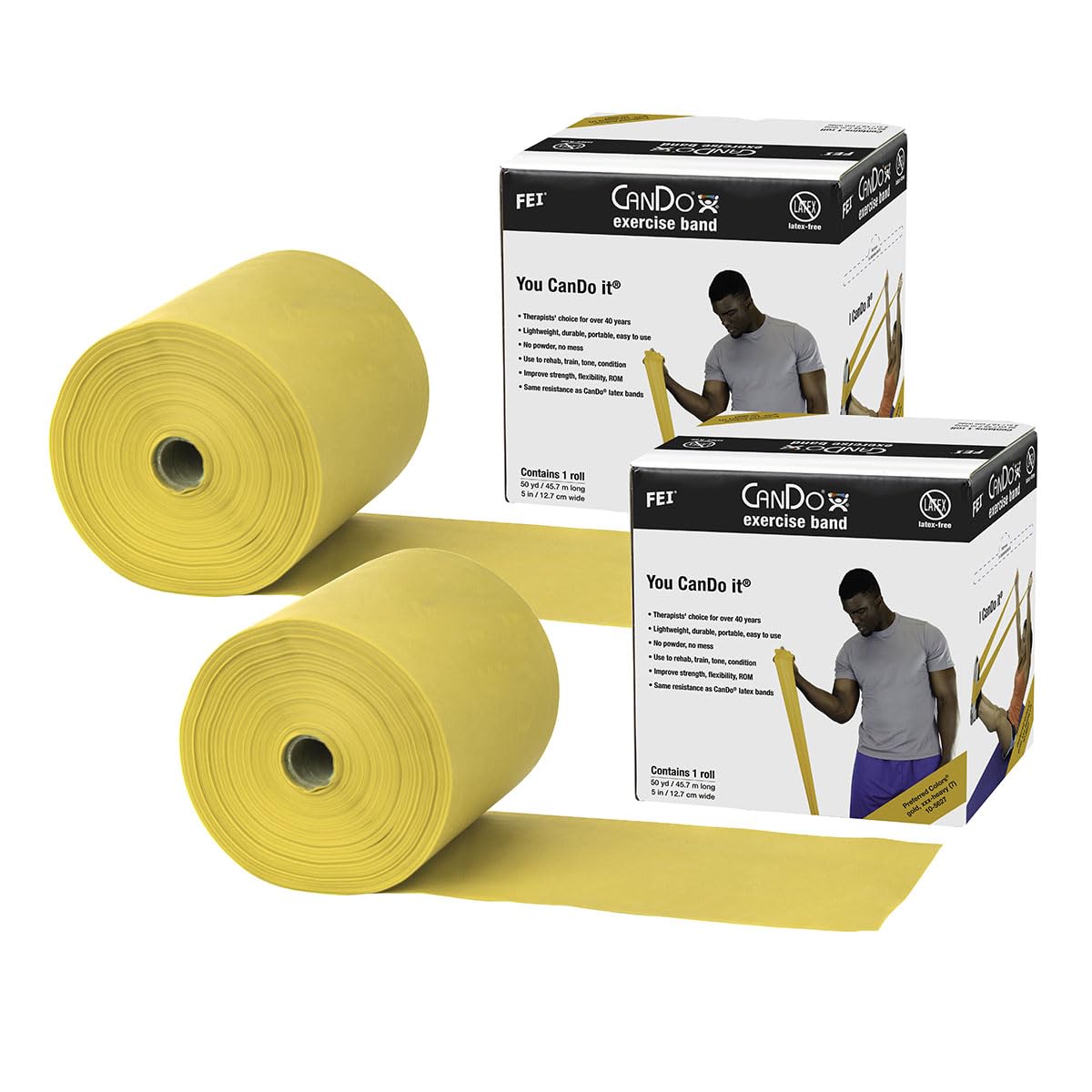 CanDo Twin-Pak Latex-Free Exercise Band, Red, 100 Yard