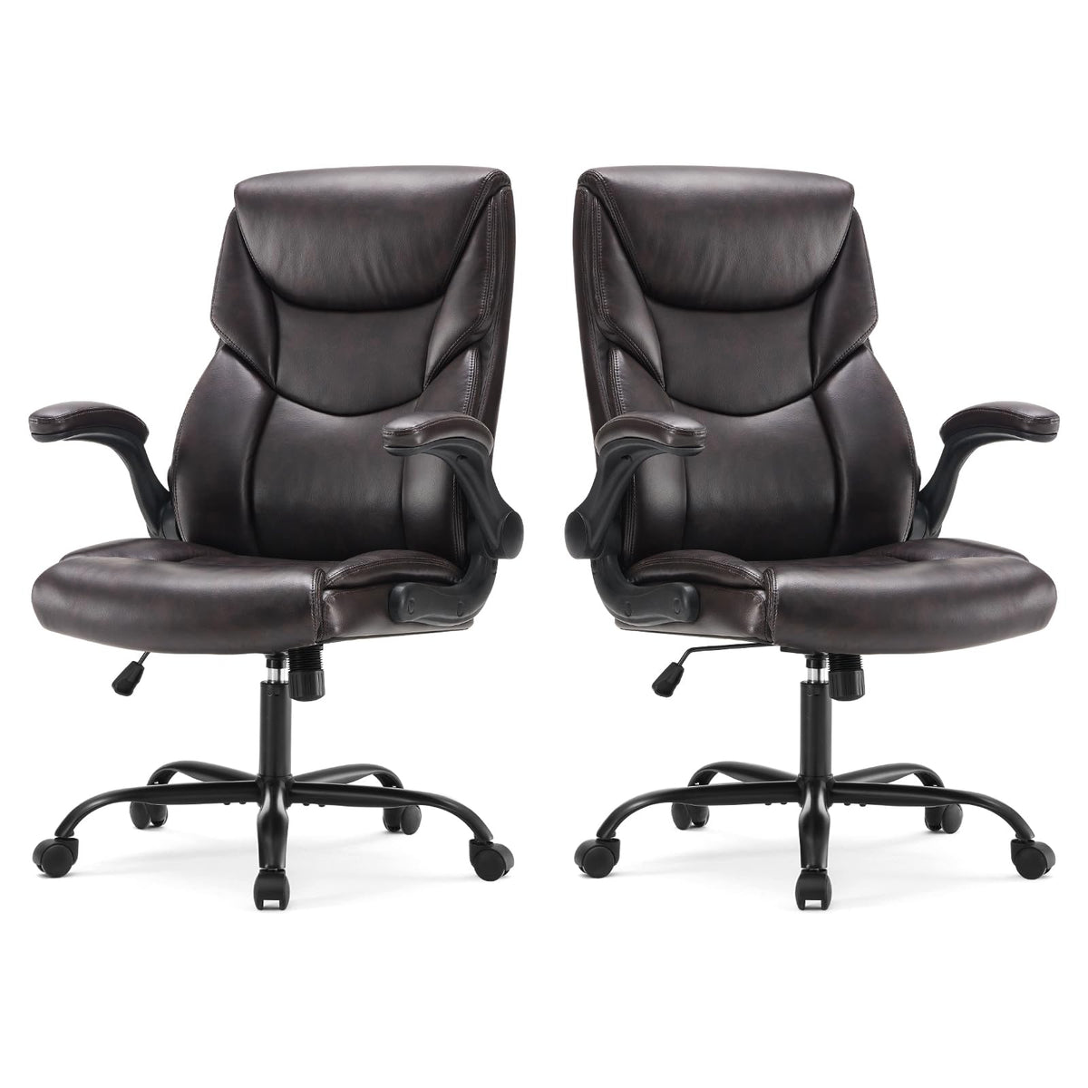 Sweetcrispy Computer Desk Chair, Lumbar Support Video Game Chair PU Leather