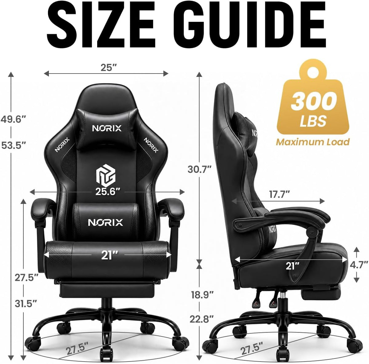 Video Gaming Chair for Adults with Footrest, Ergonomic Computer Chair,Black