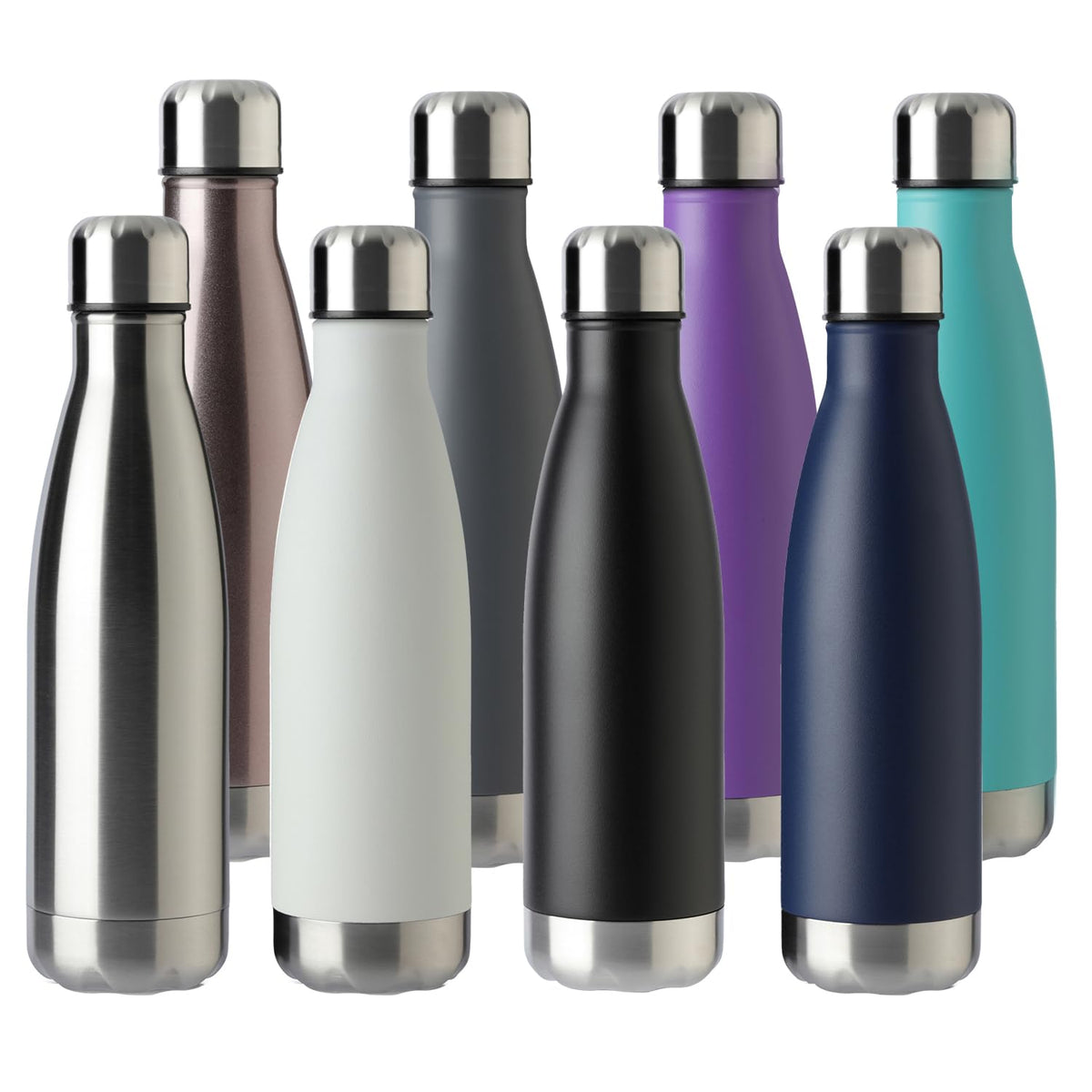 MEWAY 17oz Sport Water Bottle Vacuum Insulated Stainless Steel Sport Water Bottle Leak-Proof Double Wall Cola Shape Water Bottle,Keep Drinks Hot & Cold (colorful，12 Pack)