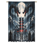 Dreamy Pink Wildlife Dragon Curtains-Fantasy Medieval Castle Rod Pocket Back Tab Window Drapes,Mythological Dragon Floral Roses Thermal Insulated Blackout Curtain,2pcs,Each 52“W x 96”L