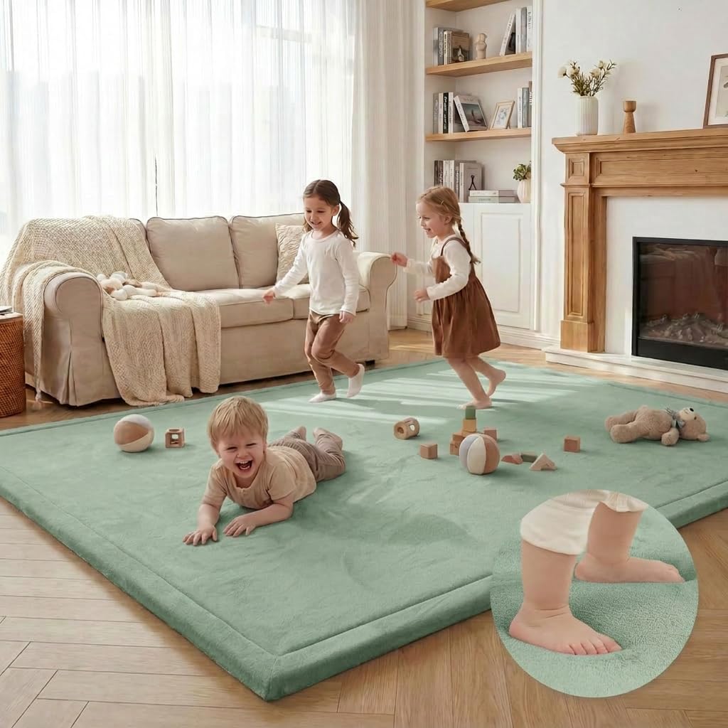 Huloo Sleep Large 1.3" Thick Baby Play Mat for Floor, 79"×59"(Dark Gray)