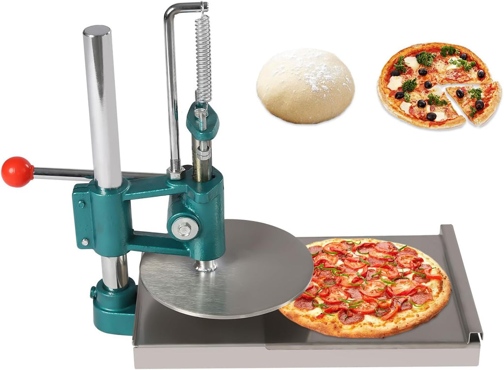 7.9 Inch Manual Pizza Dough Press Machine, Adjustable Stainless Steel Pizza Pastry Press for Pie Crusts, Bread Molds, Meatloaf, Soft Rolls, Household & Commercial