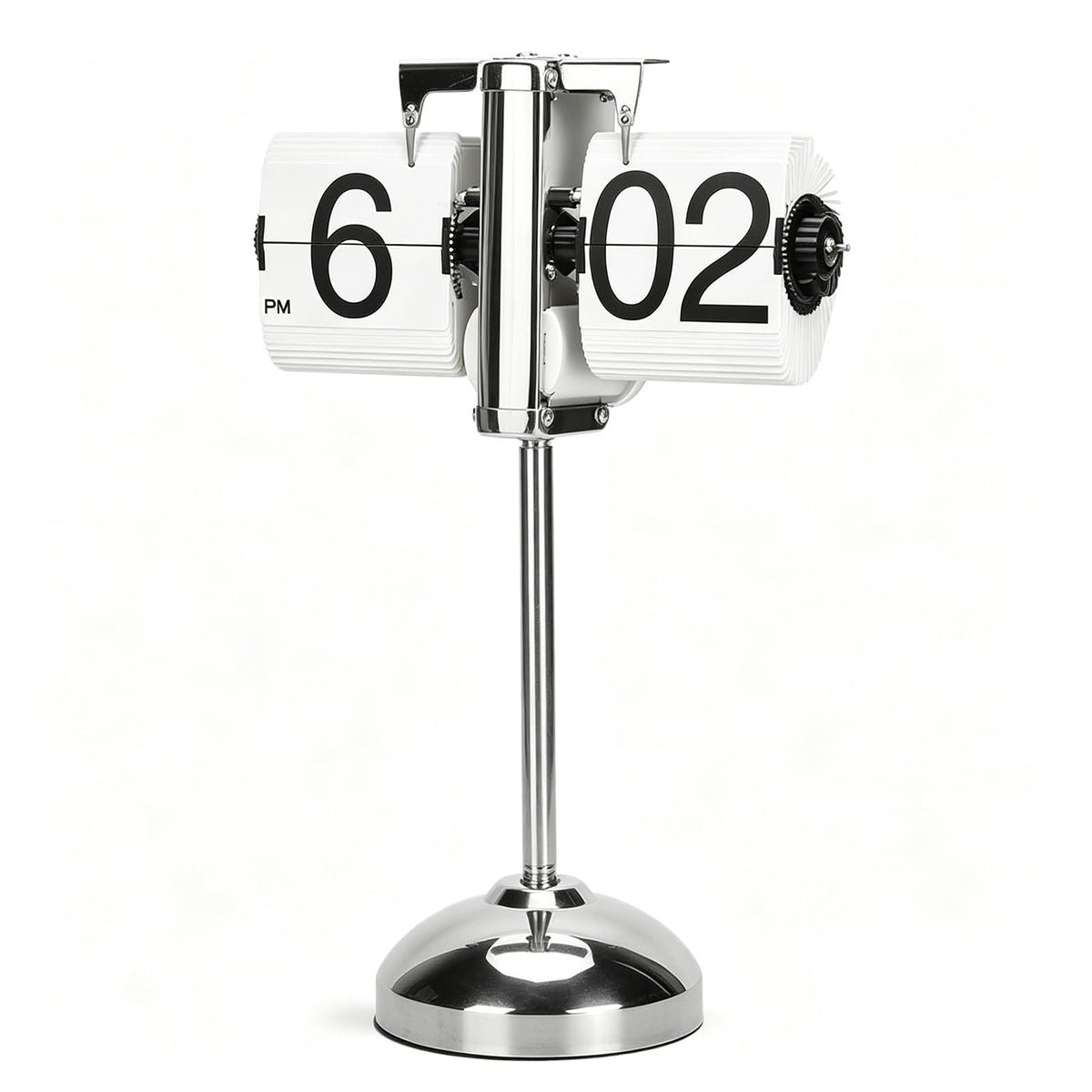 Modern Industrial Gear Desk Clock, 10.6-Inch Silver Metal, Decorative Mechanical Design with Moving Gears, for Living Room and Office Decor (Silver Gear Rotating Clock)