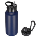 32 oz Insulated Water Bottle Bulk 8 Pack, Stainless Steel Sports Water Bottles with Straw Lid & Wide Mouth Lids, Double Walled Vacuum, Leak Proof, White