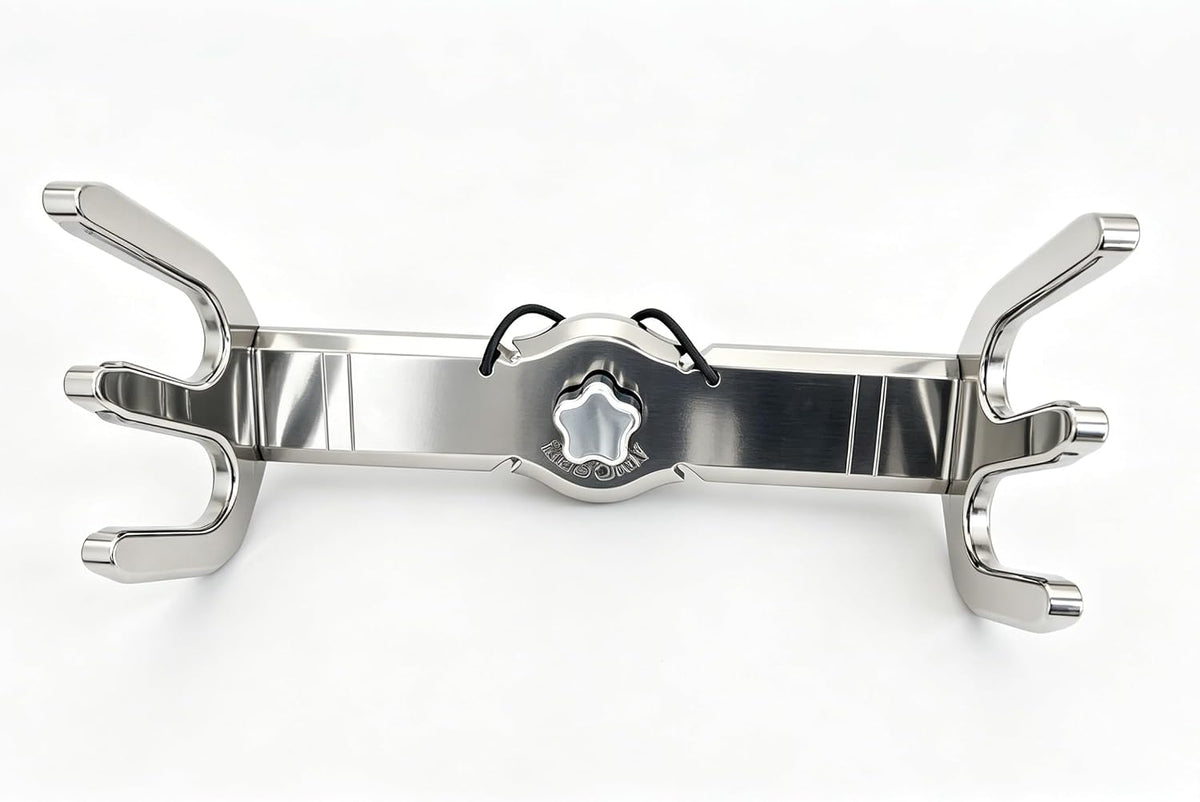 Reborn Pro1 Quick Release Waterski Rack, 2.5" Clamp with Rubber Collars can fit 1 3/4" - 2 1/2" Round Tubes. Polished Or Black Coated Finish,3 Year Warranty.