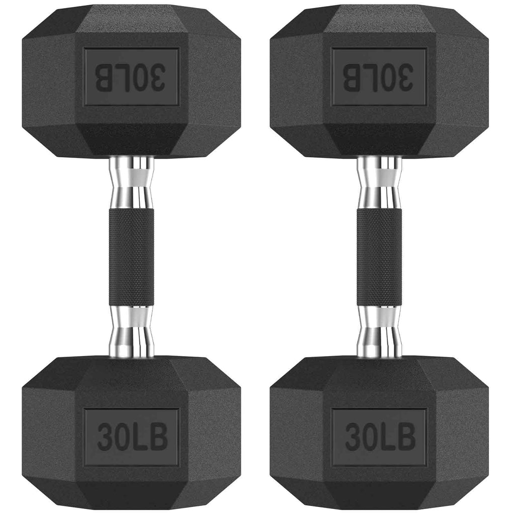 HANDBODE Hex Dumbbell Set of 2, Rubber Encased Fixed Dumbbells, 2.5-65 lb