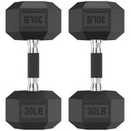 HANDBODE Hex Dumbbell Set of 2, Rubber Encased Fixed Dumbbells, 2.5-65 lb