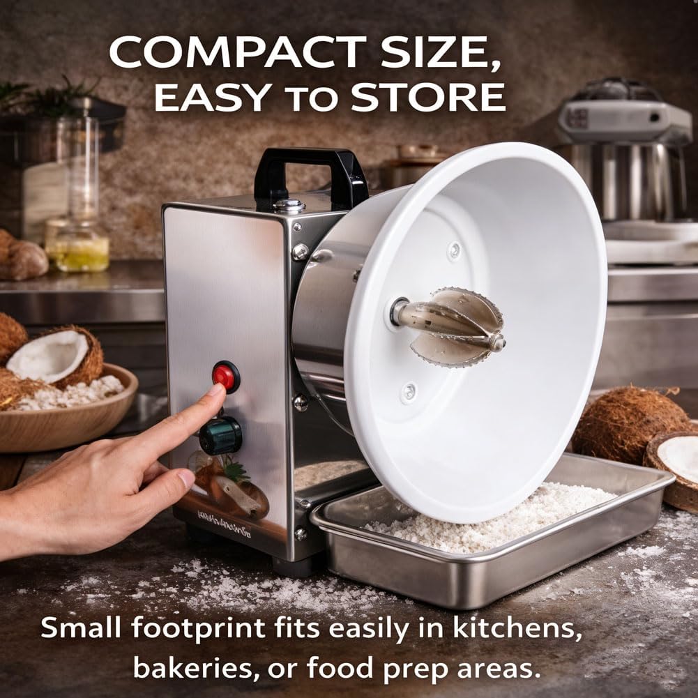 Coconut Scraper Grater Machine, Vertical Coconut Processing Grinder Shredder 3 Speeds Adjustable Processing Machine, Electric Coconuts Meat Removal Tool for Handles & Feet (1 pc)