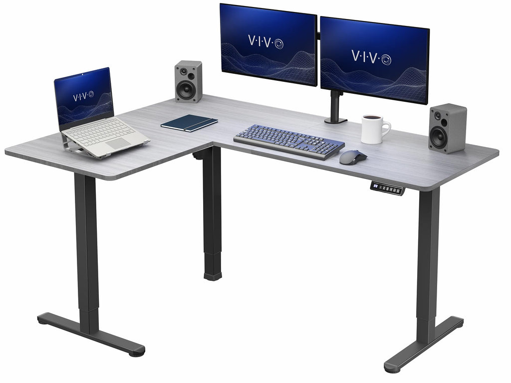 VIVO Black 63 x 55 in Corner Standing Desk, DESK-E3CTB