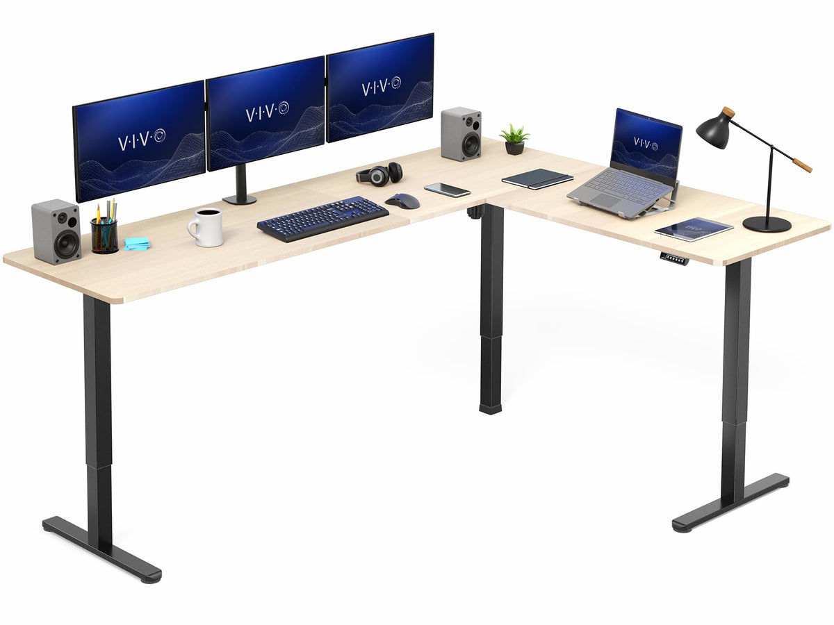 VIVO Black 63 x 55 in Corner Standing Desk, DESK-E3CTB