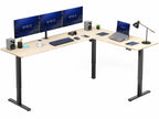 VIVO Light Wood 63 x 55 in Corner Standing Desk, DESK-E3CTGC