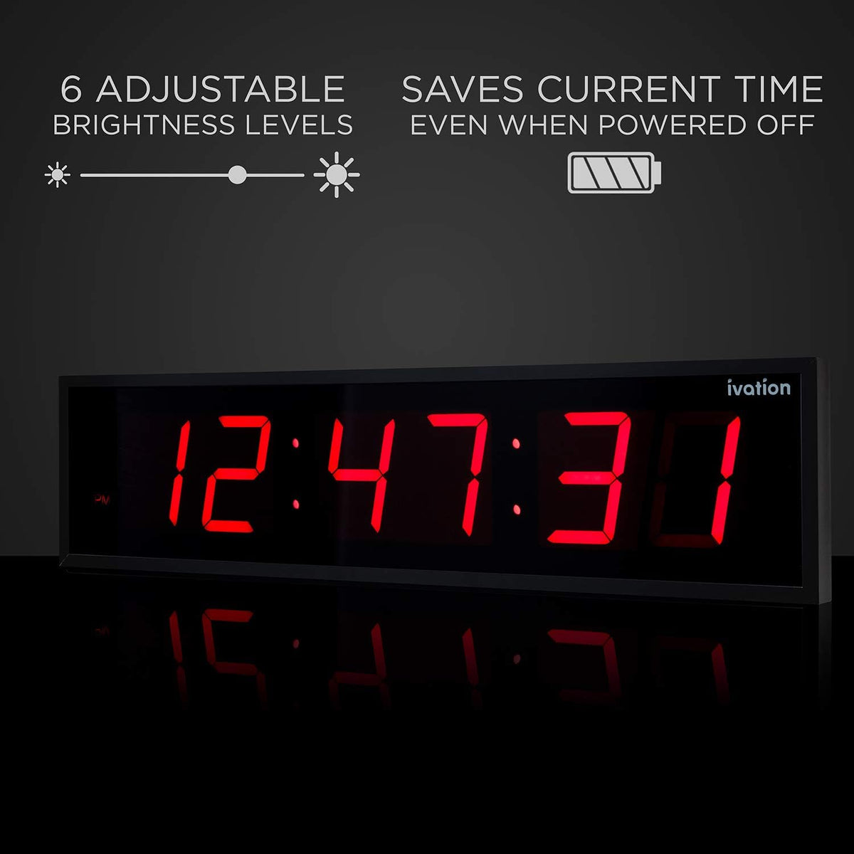 Ivation Oversized Digital Wall Clock with Large LED Display & Timer, 36"