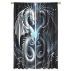 Traditional Ukiyoe Wildlife Dragon Curtains-Dreamy Ancient Japan Architecture Rod Pocket Back Tab Window Drapes,Japanese Samurai Thermal Insulated Blackout Curtain,2pcs,Each 52“W x 96”L