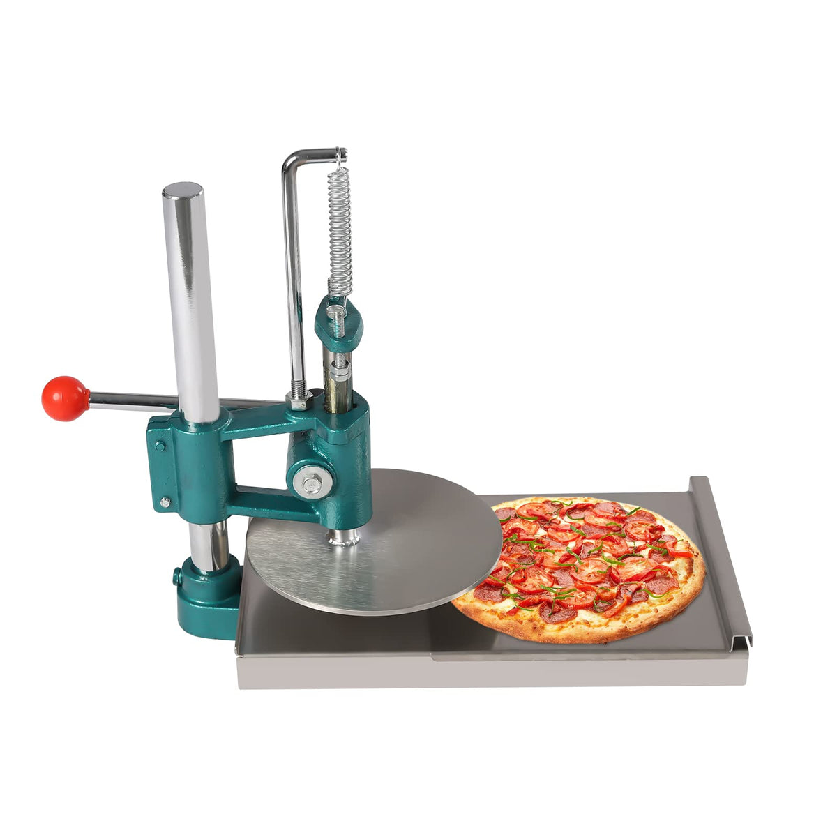 Manual Pizza Dough Press Machine Household Pizza Pastry Stainless Steel Pizza Presser Pasta Makers Commercial Chapati Sheet Pizza Crust Press Plate Pizza Forming Machine (9.5 in)
