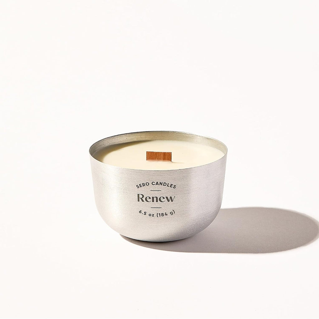 Refillable Coconut Soy Candle Gift Set | Reusable Wood Container + 2 Recyclable Refills (6.5 oz) | Unwind x2 | Non-Toxic Crackling Wood Wick