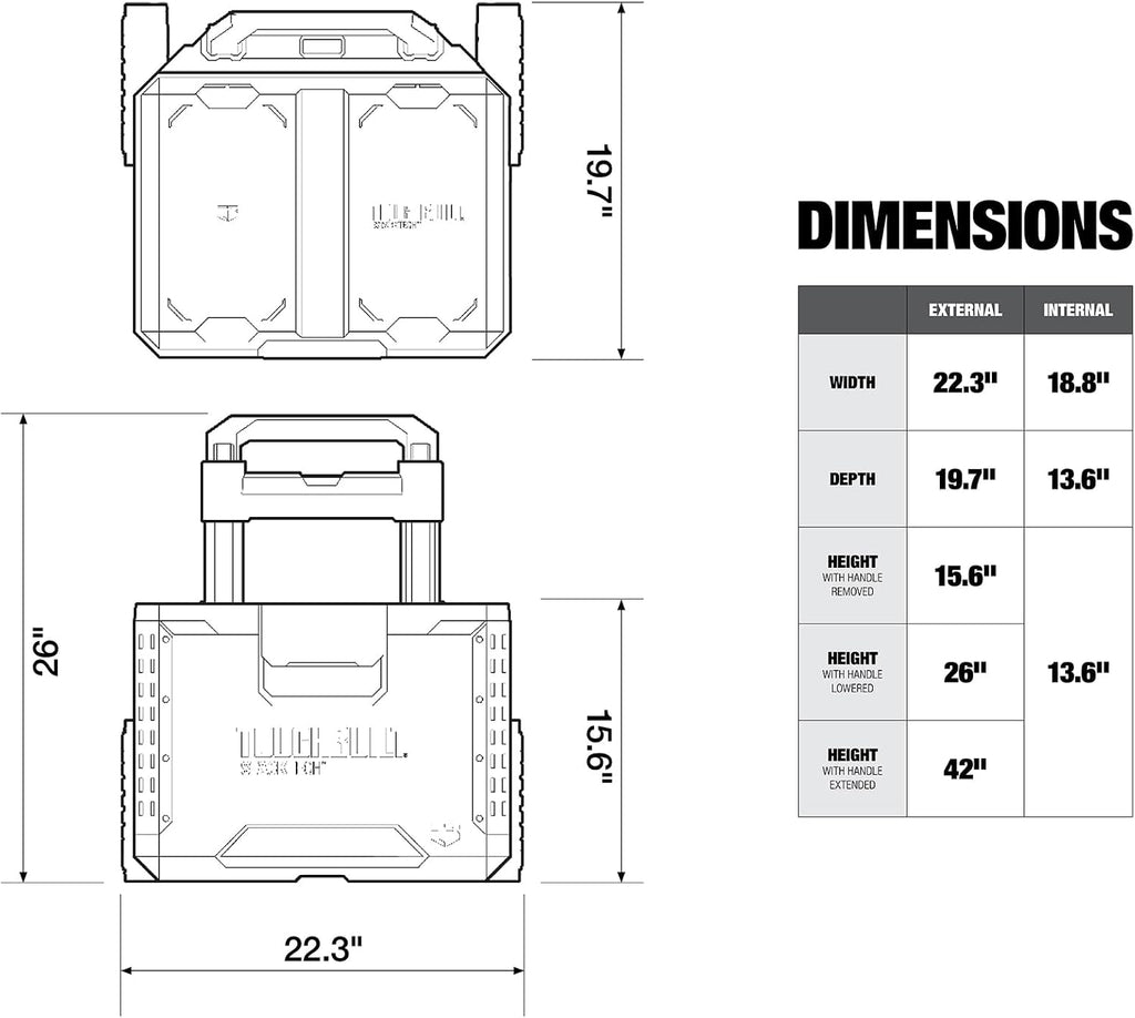 ToughBuilt StackTech Rolling Tool Box with 9-Inch Wheels, 250 lb Capacity