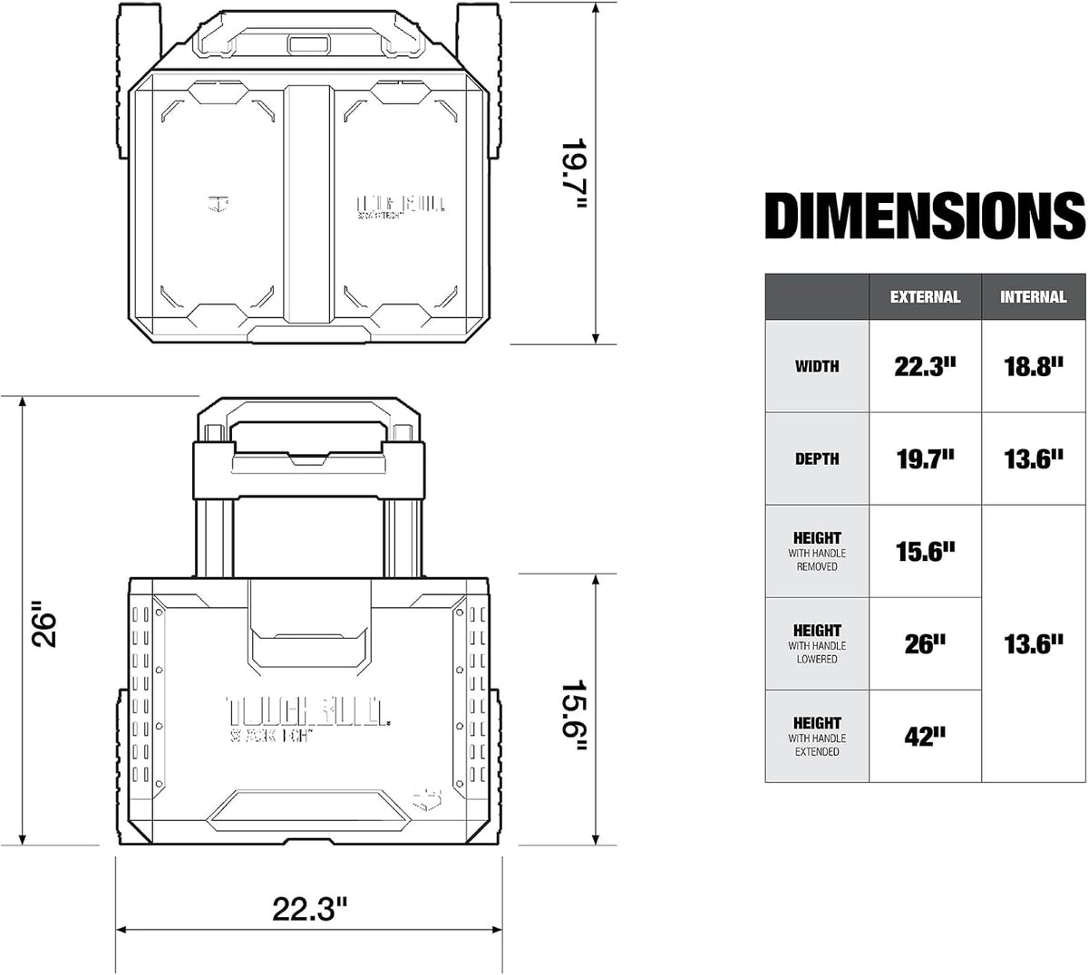 ToughBuilt StackTech Rolling Tool Box with 9-Inch Wheels, 250 lb Capacity