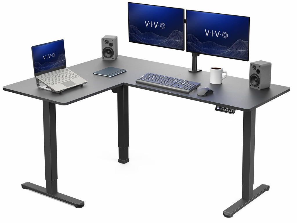 VIVO Black 63 x 55 in Corner Standing Desk, DESK-E3CTB