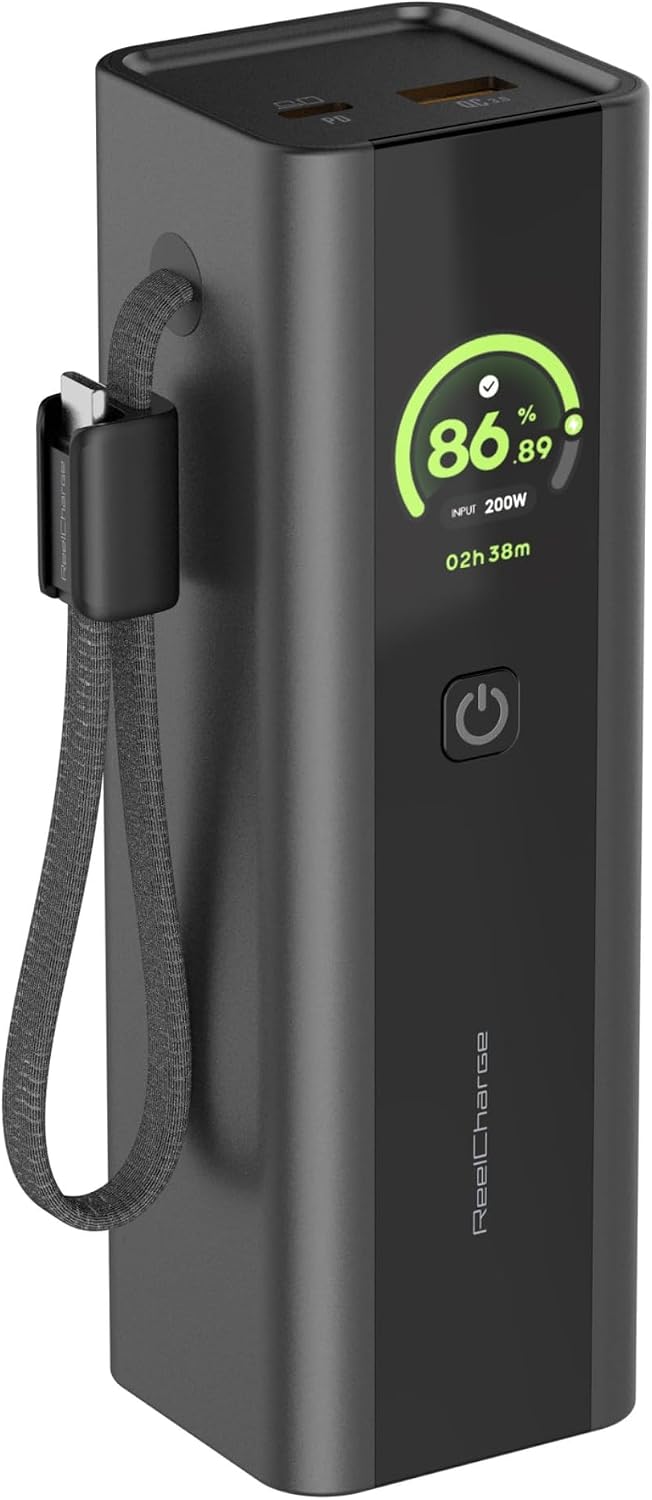 ReelPro Portable Charger Power Bank 20000mAh, 165W Built In Cable