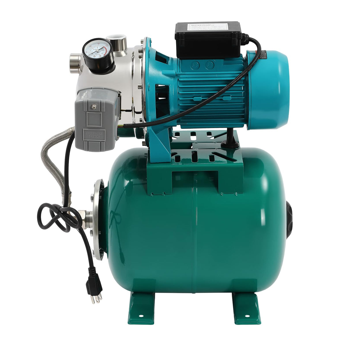1HP Shallow Well Pump with Pressure Tank, 793GPH Irrigation Jet Pump, 110V Automatic Water Pumps Booster System Max. Head 147.64ft for Garden Lawn Farm Home (Black, 1 Hp)