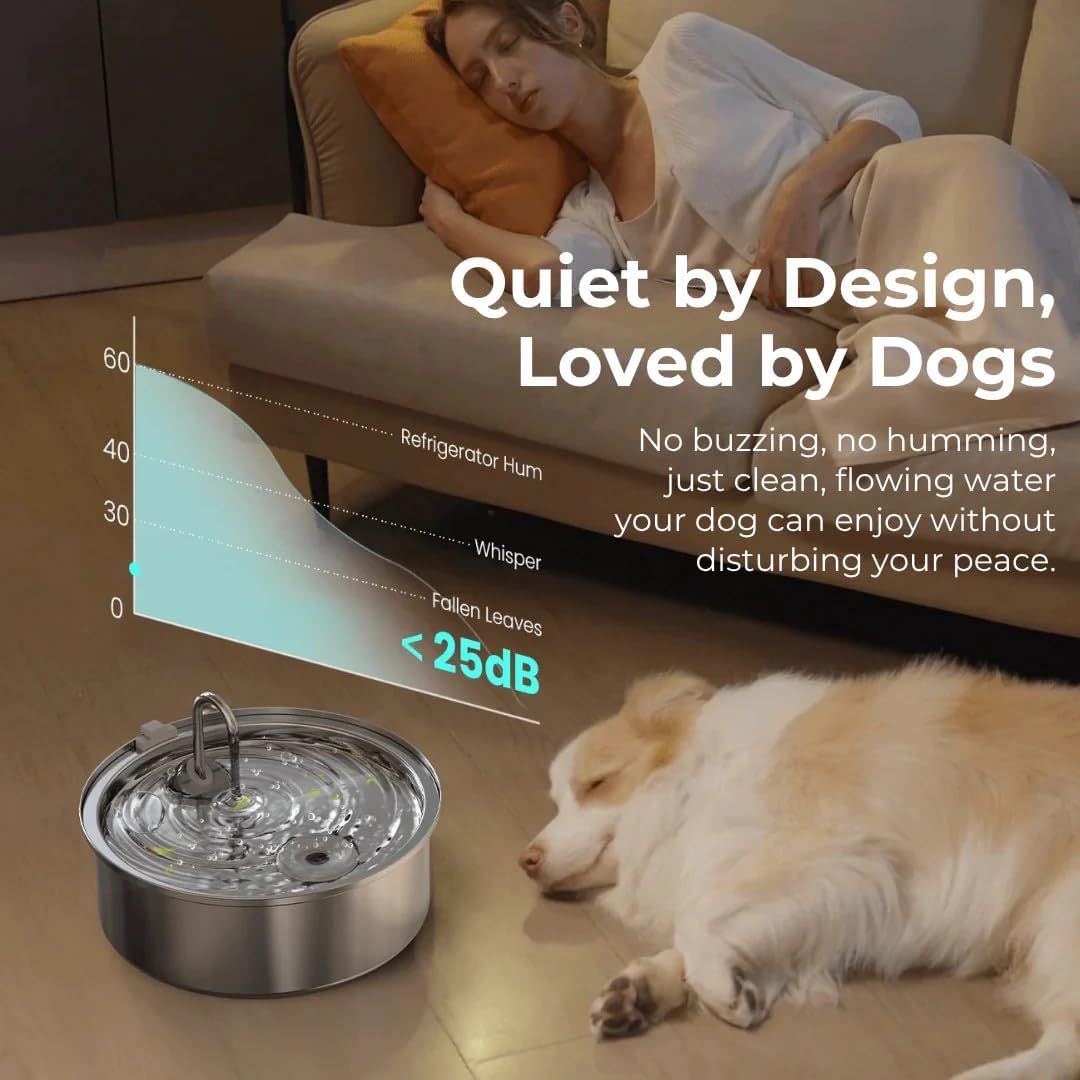 Water Fountain for Cats, 2026 New Stainless Steel Water Fountain, Ultra-Quiet Cat Fountain with 2 Filters, 3.2/7L(108/236oz) Cats Essentials Water Fountains for Cat, Dog (4Filters, 7L)