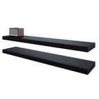 BAMEOS 47in Floating Shelves, Black Wall Mounted Wooden Shelves with Invisible Brackets Set of 2