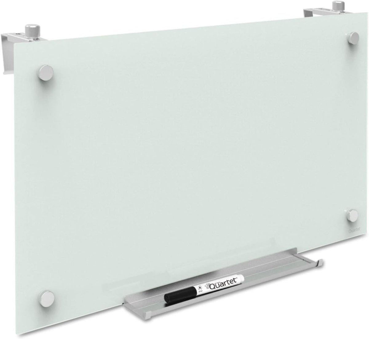 Quartet Whiteboard, Glass Dry Erase Board, Magnetic, 30" x 18", Infinity Frameless Mounting, White Surface, Accessory Tray, 1 Dry Erase Marker and 2 Glass Board Magnets (PDEC1830)