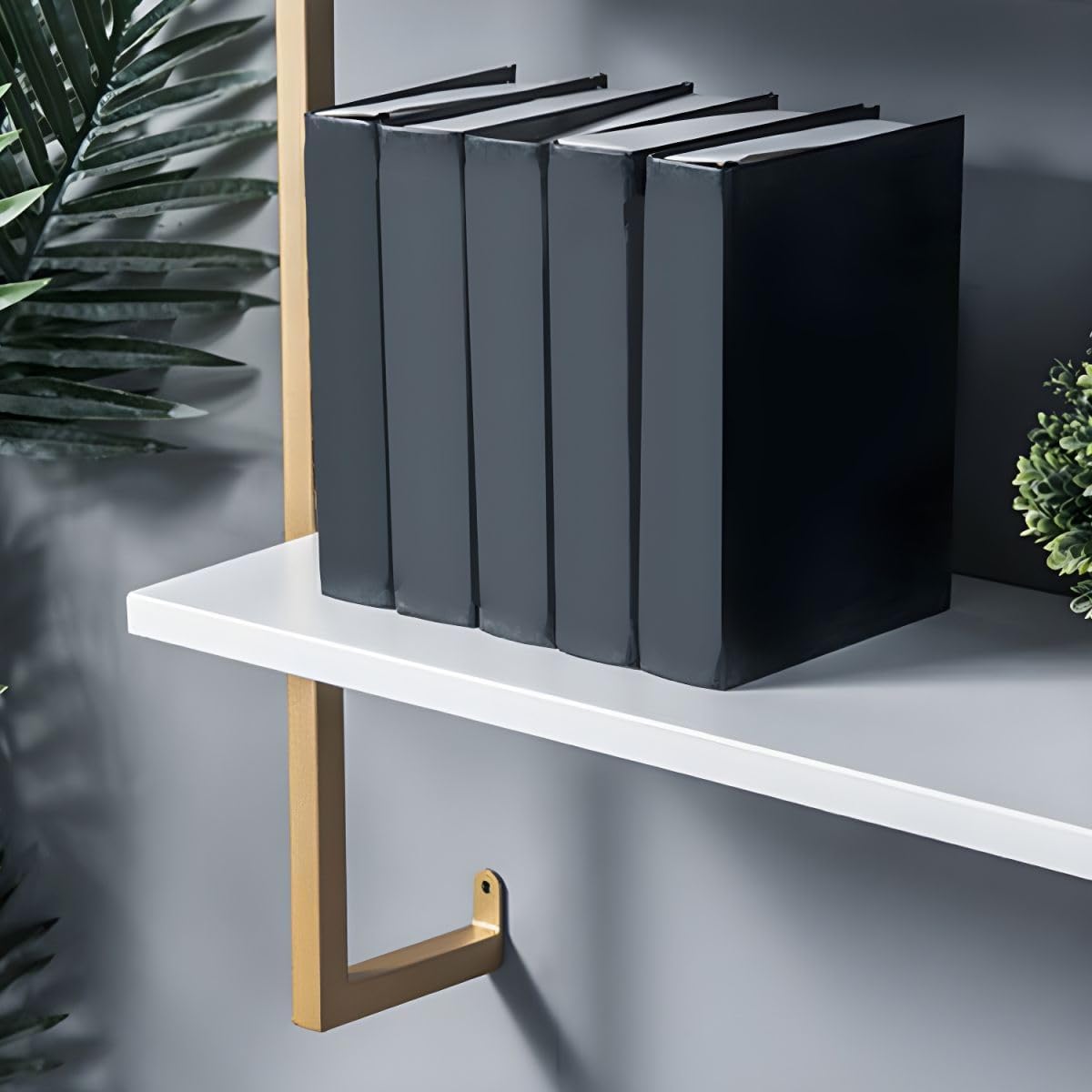 Industrial Wall Mounted Bookshelf Wall Shelf Rack Shoe Store Shoe Rack Wall-Mounted Bookshelf Wrought Iron Bag Rack Multi-Layer Clothing Store Decoration White Gold 31.5" L x 9.8" W x 29.9" H