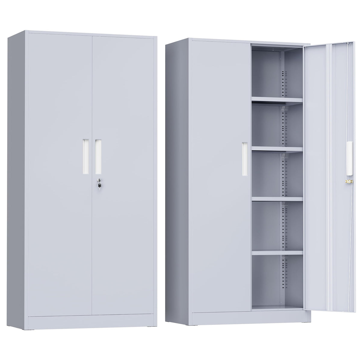 Greenvelly Metal Garage Storage Cabinet with 4 Swivel Wheels, 73" Black Storage Cabinet on Wheels, Rolling Tool Cabinet with Locking Doors and Shelves for Garage, Basement, Home, Warehouse