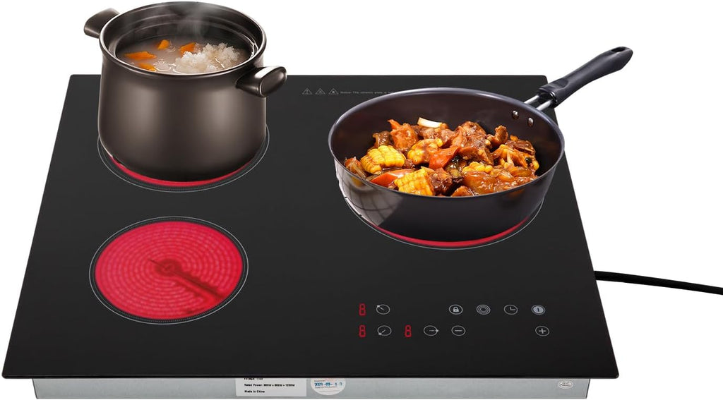 23 Inch 3 Burners Electric Cooktop w/ 9 Heating Level (No Plug)