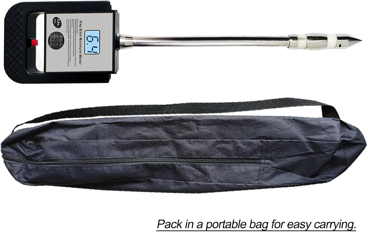 Portable Hay Moisture Meter Tester with 15.7" Probe for Hay Bales,Cereal Straw,Bran,Forage Grass,Soybean Meal,Leymus Chinensis,Emperor Bamboo Grass,Alfalfa,Fibre,Hay Moisture Testing