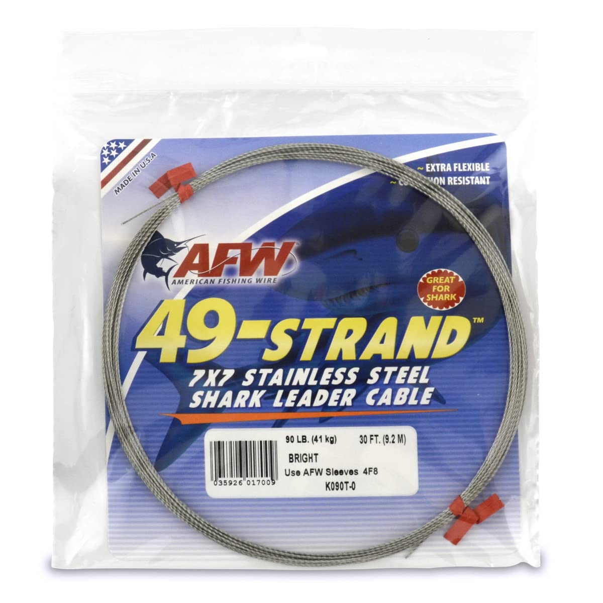 AFW Fishing Wire 49 Strand, 7x7 Stainless Steel Leader Cable, 90lb to 900