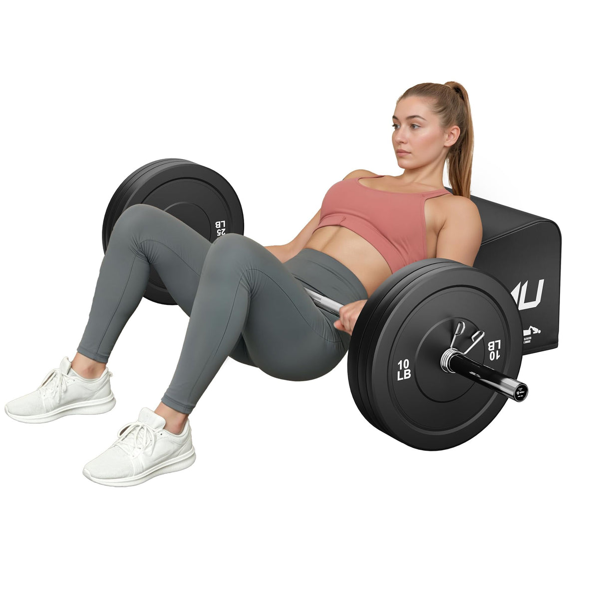 HT01-B Hip Thrust Bench, Hip Thrust Machine for Core&Ab Strength Training, Hip Thrust Booty Workout Box with Non-Slip, Glute Bridge Machine for Home and Gym, Large/Medium Size