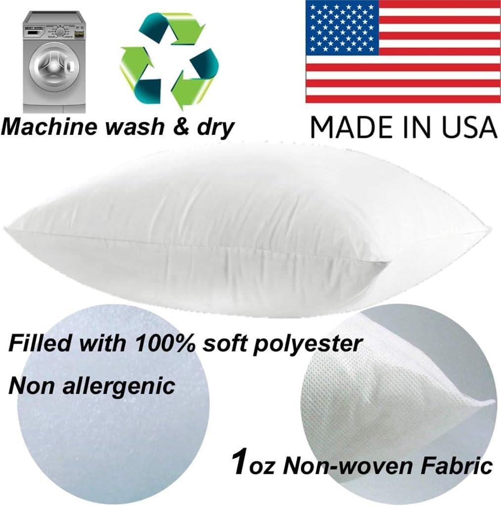 MSD 3 Pack Pillow Insert 30X30 Hypoallergenic Square Form Sham Stuffer Standard White Polyester Decorative Euro Throw Pillow Inserts for Sofa Bed - Made in USA (Set of 3) - Machine Washable and Dry