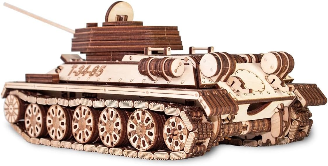 YounggDiy 3D Wooden T-34-85 Tank Model Kit, DIY Military Building Set, Educational STEM Toy, Wood Puzzle for Adults & Teens 965PCS