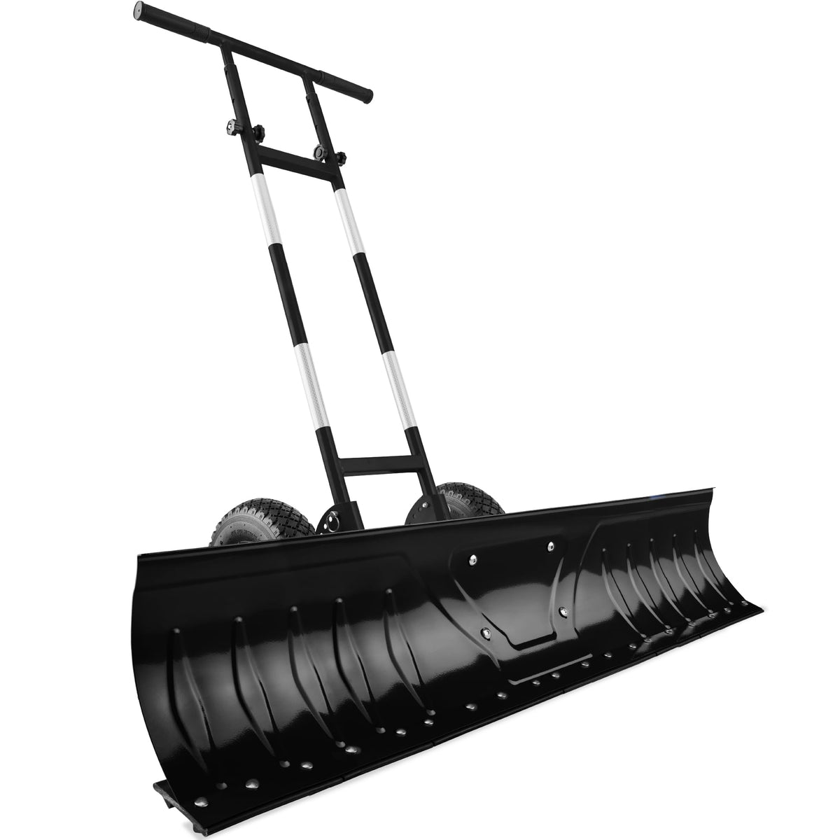 Best Choice Products 36in Galvanized Blade Heavy-Duty 2-Wheel Snow Pusher Hand Plow for Snow Removal w/Wheels, Adjustable Handle, Blade Angle - Yellow