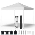 Shades 10x10 Pop Up Canopy, Heavy Duty Beach Tent with Carrying Bag for Easy Moving, Sun Shelter for Parties, Events, Camping, Outdoor Gazebo with 420D PU Coated Waterproof White Fabric