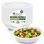 Disposable Plastic Mixing Bowls, 20 Pack, 40 oz Large Heavy Duty Bowls, Microwave Safe, BPA Free, Durable for Mixing, Meal Prep, Salad, Baking & Food Prep (20)