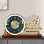 Clock Desk Modern Light Luxury Desk Clock Home Fashion Desktop Decoration Ornaments Living Room Study Double Deer Furnishings Digital Desk Clock
